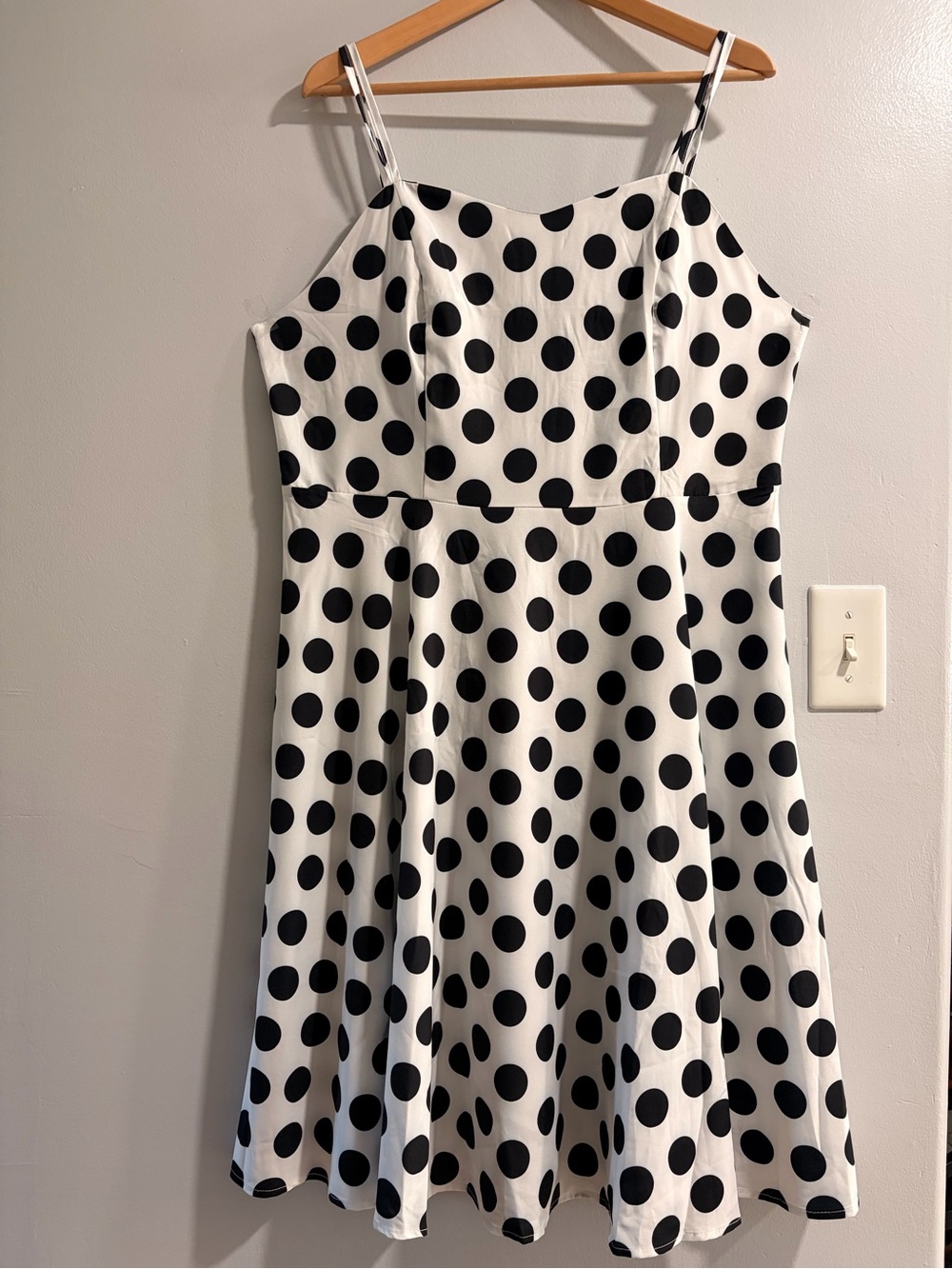 Women’s Black and White Polka Dot Spaghetti Strap Dress